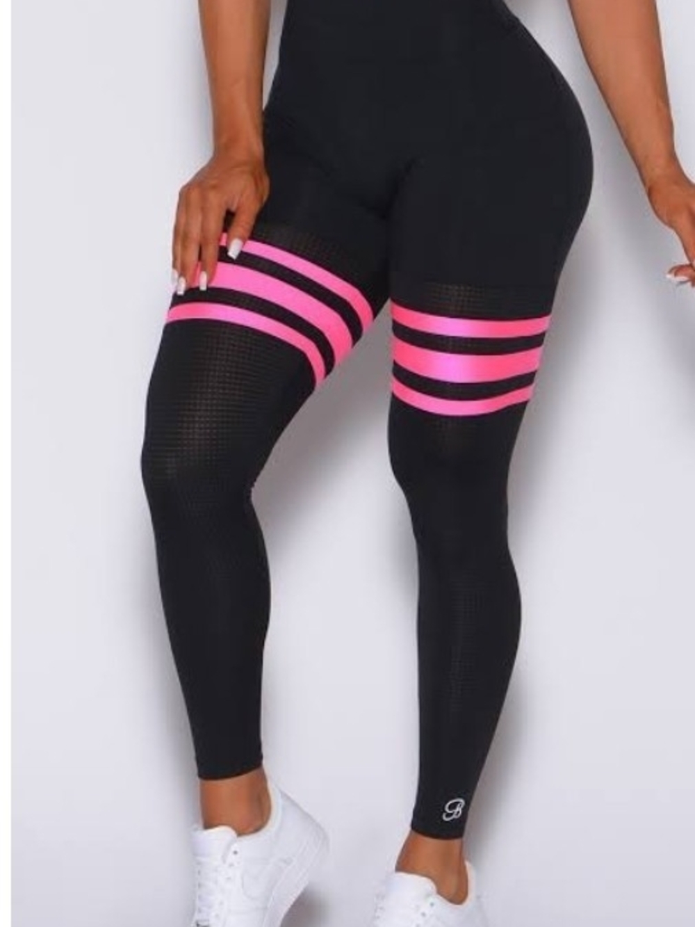 Women's Black & Pink Athletic Leggings Like New Bombshell Sportswear